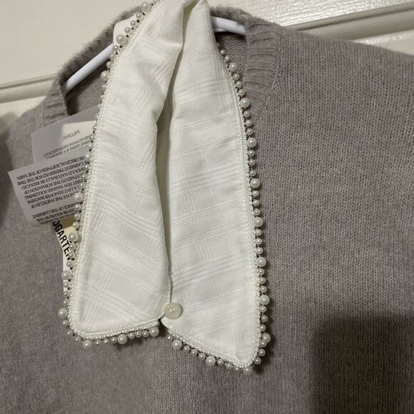 Baum Und Pferdgarten Cabreena Cropped Sweater Collar Gray Sz Medium Retail $249 - Picture 2 of 9